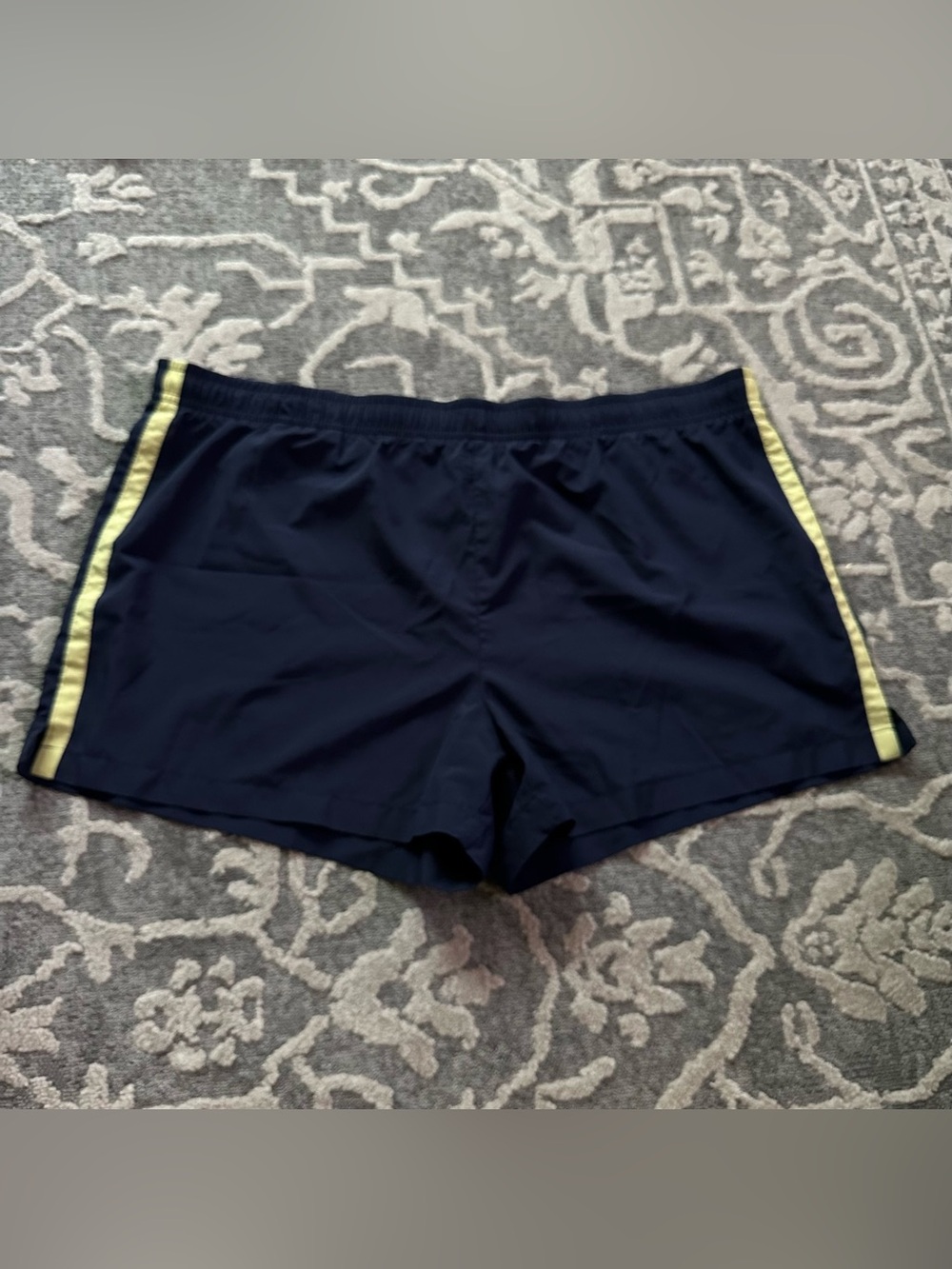 tek gear Navy Athletic Shorts with Yellow Side Stripes